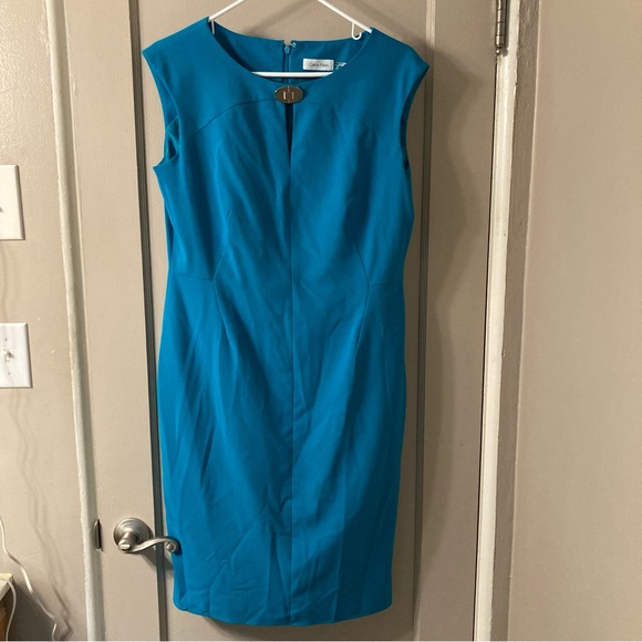 Calvin Klein Blue-Green Sleeveless Dress - Picture 1 of 3